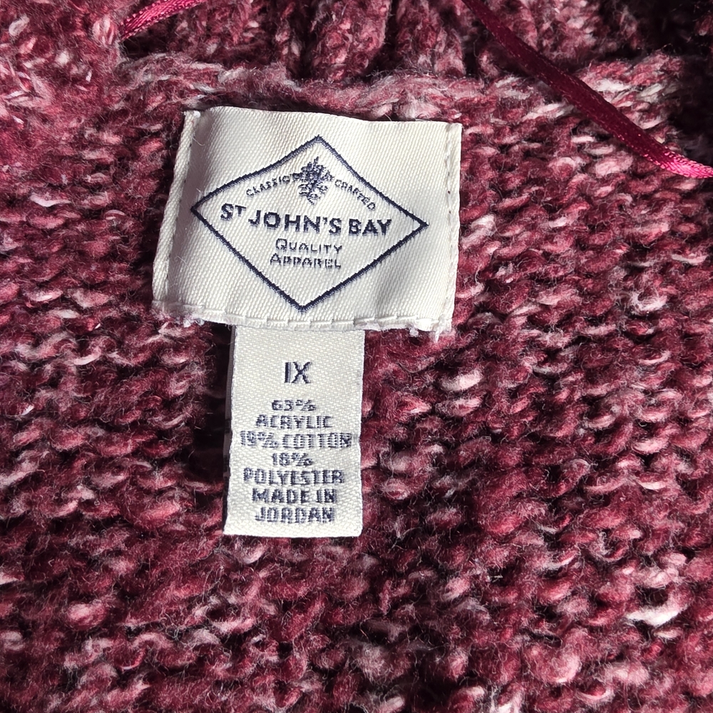 St. John's Bay Burgundy Open-Front Cardigan Size 1X - Picture 3 of 5